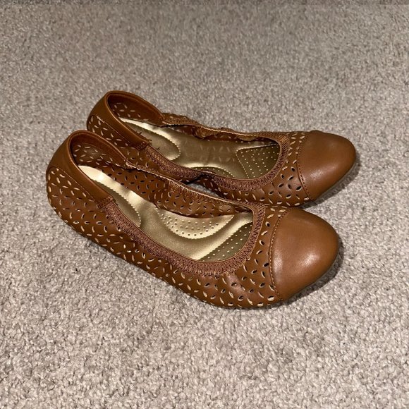 Dexflex Comfort Brown Ballet Ballerina Flats Size 7 Cutout Design (ol) - Picture 2 of 6